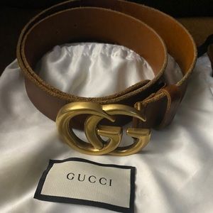 Leather belt with Double G buckle